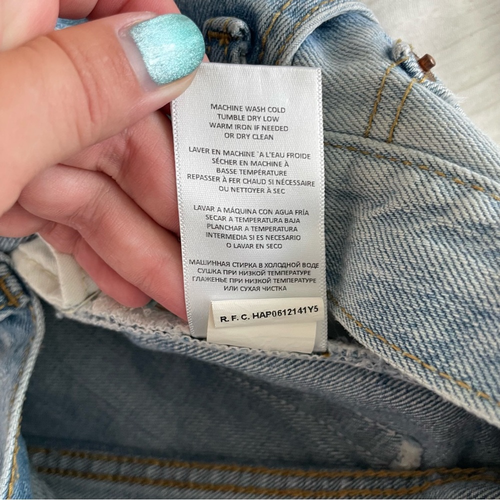Re/Done 90s Low Slung Denim Shorts in Aged Indigo Destroy Size 31 Cotton - Picture 9 of 13